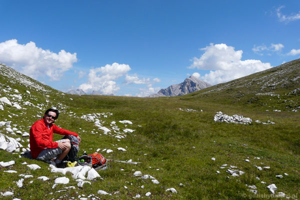 Odpoczynek na przełęczy przed Brunnensteinspitze - koniec ferraty.